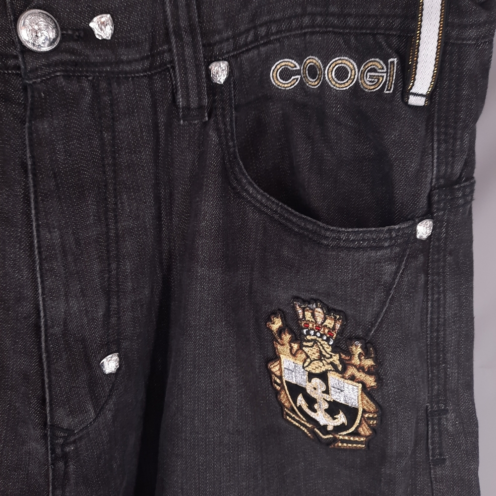 Coogi Australia Jeans Men's 42 x 35 Black Anchor Hip Hop Baggy Urban Embroidered - Picture 3 of 16